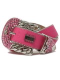 【送料無料】B.B.SIMON BROOKLYN ROSE BB PTN SILVER LEATHER BELT