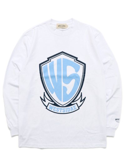 画像1: WEST WEAR WS LOGO L/S TEE WHITE/NAVY/SKY BLUE