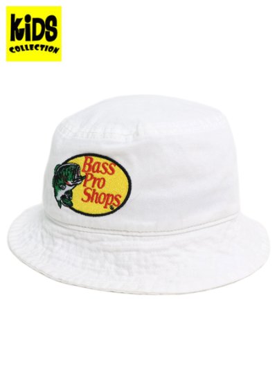 画像1: 【KIDS】BASS PRO SHOPS YOUTH BASS LOGO BUCKET HAT WHITE