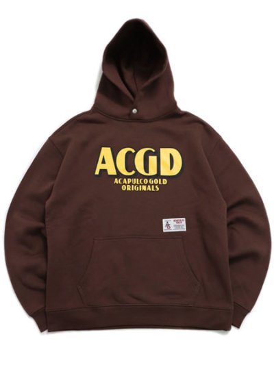 画像1: 【送料無料】ACAPULCO GOLD ACGD SNAP HOODED SWEATSHIRT BROWN