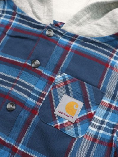 画像3: 【KIDS】CARHARTT KIDS CHILD FLANNEL HOODDED SHIRT-DK DENIM