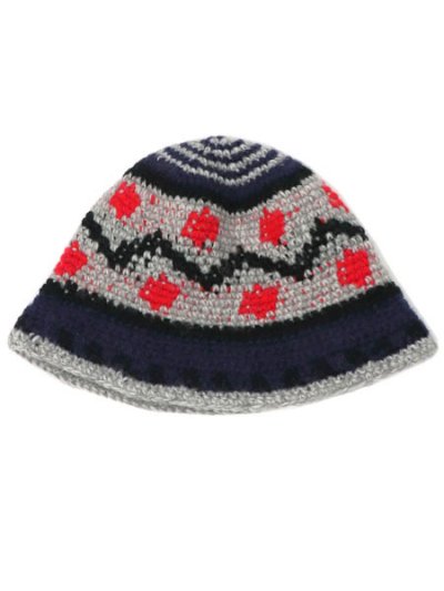 画像1: sublimeroe FINE HAND KNIT HAT NAVY MIX