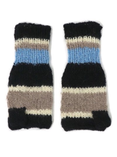 画像1: sublimeroe HAND KNIT LINE GLOVE BLACK MIX