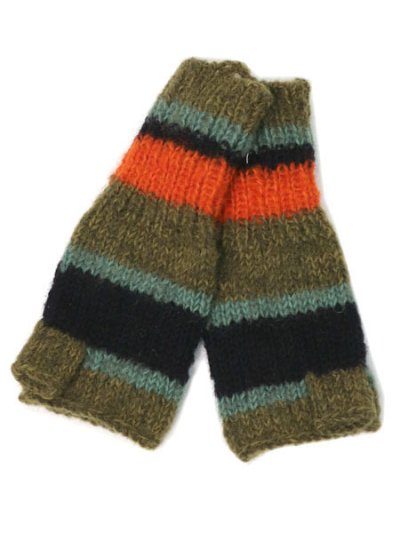 画像3: sublimeroe HAND KNIT LINE GLOVE MOSS MIX