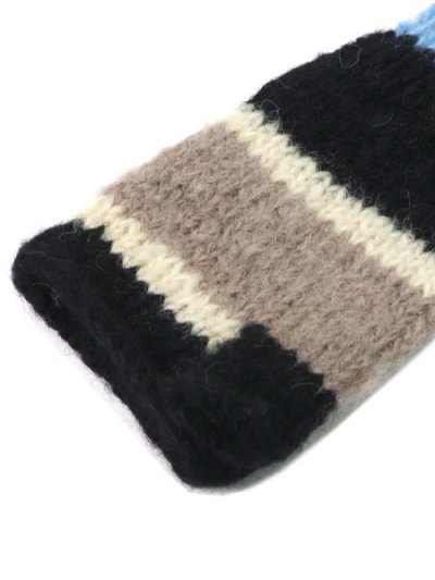 画像4: sublimeroe HAND KNIT LINE GLOVE BLACK MIX