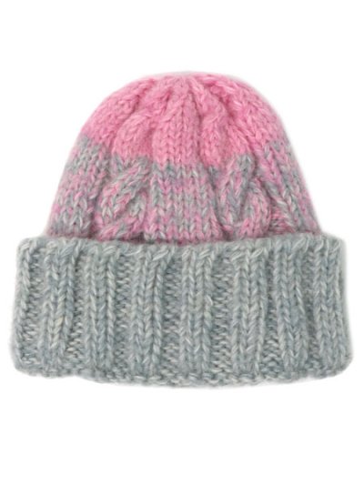 画像1: sublimeroe HAND KNIT FISHERMAN WT LT GREY/PINK