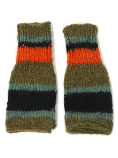 画像2: sublimeroe HAND KNIT LINE GLOVE MOSS MIX