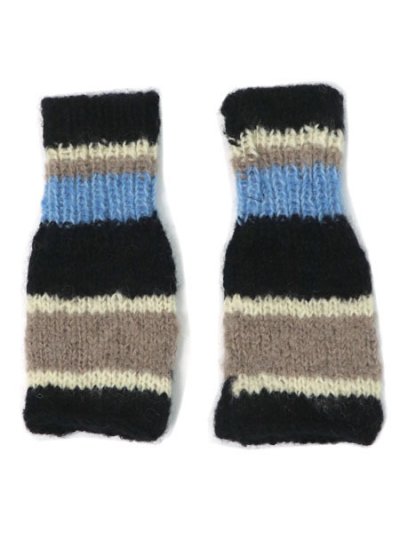 画像2: sublimeroe HAND KNIT LINE GLOVE BLACK MIX