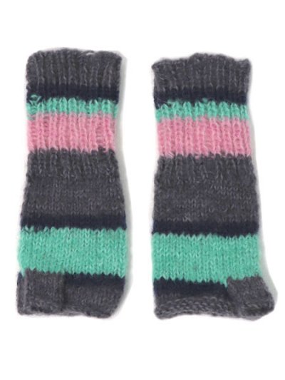 画像1: sublimeroe HAND KNIT LINE GLOVE GREY MIX