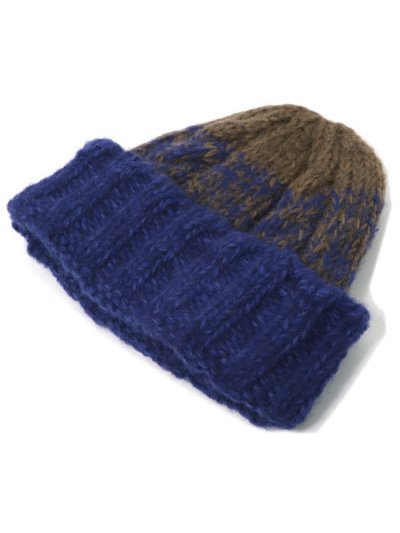 画像2: sublimeroe HAND KNIT FISHERMAN WT ROYAL/BROWN