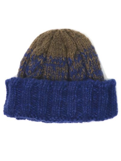 画像1: sublimeroe HAND KNIT FISHERMAN WT ROYAL/BROWN
