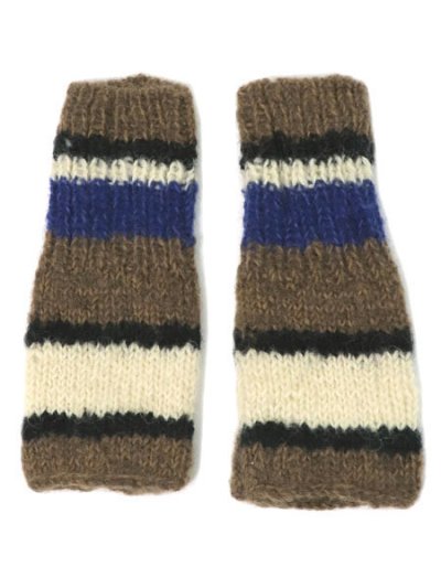 画像2: sublimeroe HAND KNIT LINE GLOVE BROWN MIX