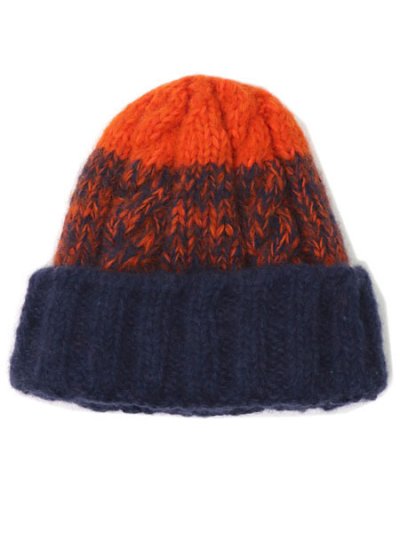画像1: sublimeroe HAND KNIT FISHERMAN WT NAVY/ORANGE