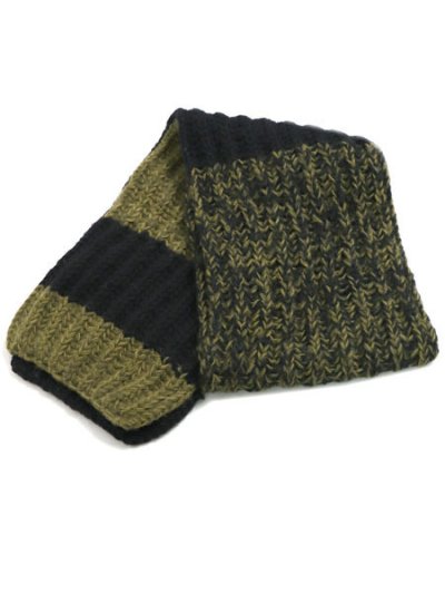 画像2: sublimeroe HAND KNIT LONG MUFFLER BLACK/MOSS