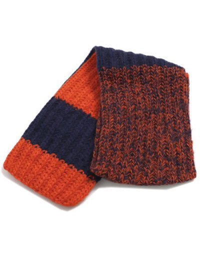 画像2: sublimeroe HAND KNIT LONG MUFFLER NAVY/ORANGE