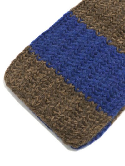 画像3: sublimeroe HAND KNIT LONG MUFFLER ROYAL/BROWN