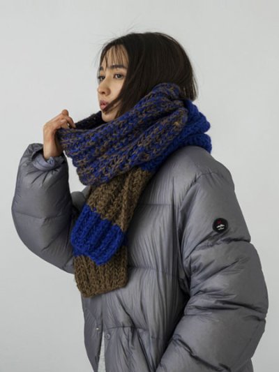 画像5: sublimeroe HAND KNIT LONG MUFFLER ROYAL/BROWN