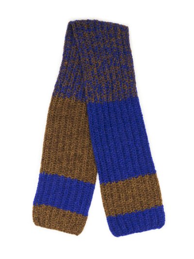 画像1: sublimeroe HAND KNIT LONG MUFFLER ROYAL/BROWN