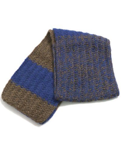 画像2: sublimeroe HAND KNIT LONG MUFFLER ROYAL/BROWN