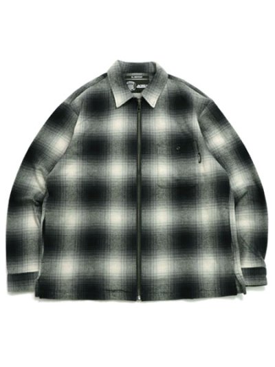 画像1: 【送料無料】AVIREX OMBRE CHECK ZIP UP SHIRT BLACK