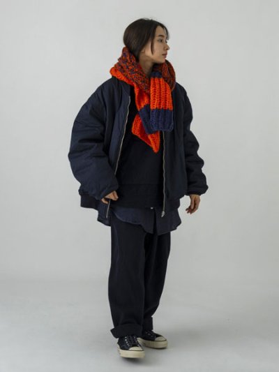 画像5: sublimeroe HAND KNIT LONG MUFFLER NAVY/ORANGE