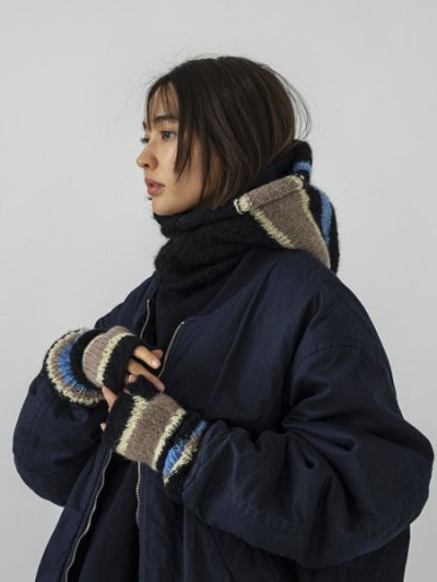 画像5: sublimeroe HAND KNIT LINE GLOVE BLACK MIX