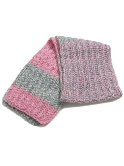 画像2: sublimeroe HAND KNIT LONG MUFFLER LT GREY/PINK