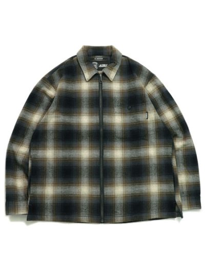 画像1: 【送料無料】AVIREX OMBRE CHECK ZIP UP SHIRT BROWN