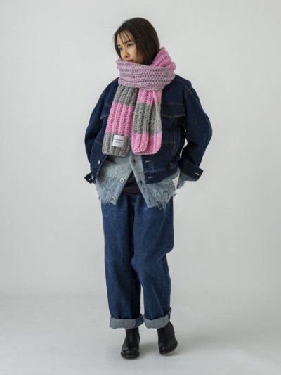 画像5: sublimeroe HAND KNIT LONG MUFFLER LT GREY/PINK