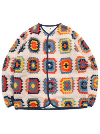 画像1: 【送料無料】SNOW PEAK WOOL JACQUARD CARDIGAN IVORY