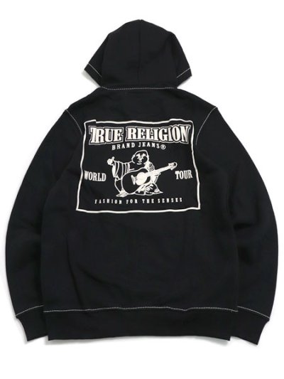 画像1: 【送料無料】TRUE RELIGION BIG T ZIP UP HOODIE JET BLACK 