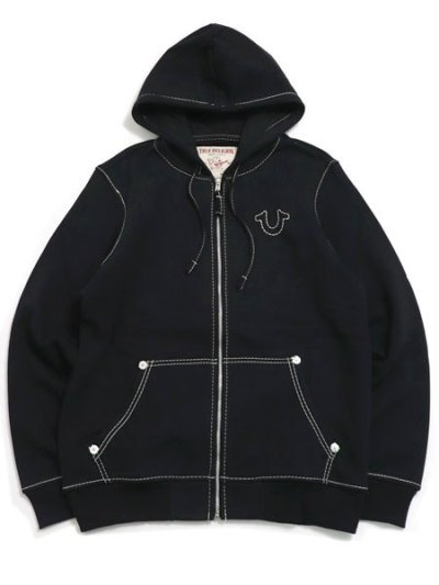 画像2: 【送料無料】TRUE RELIGION BIG T ZIP UP HOODIE JET BLACK 