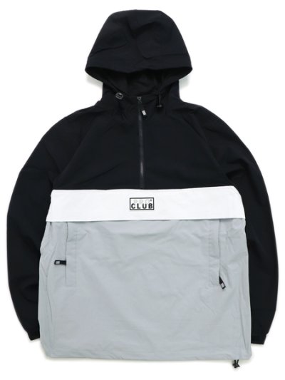画像1: 【送料無料】PRO CLUB NYLON ANORAK PULLOVER JACKET BLACK/GREY