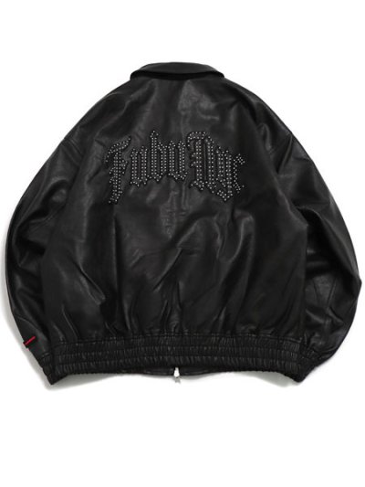 画像1: 【送料無料】FUBU FAUX LEATHER STUDS PATCH JACKET BLACK