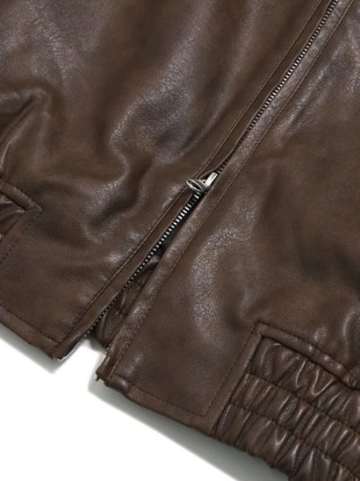 画像5: 【送料無料】FUBU FAUX LEATHER STUDS PATCH JACKET BROWN