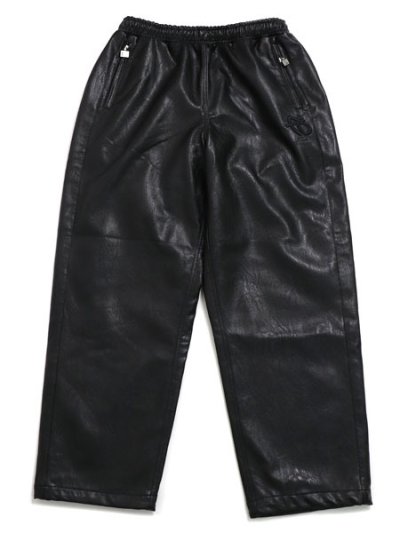 画像1: 【送料無料】FUBU FAUX LEATHER TRACK PANTS BLACK