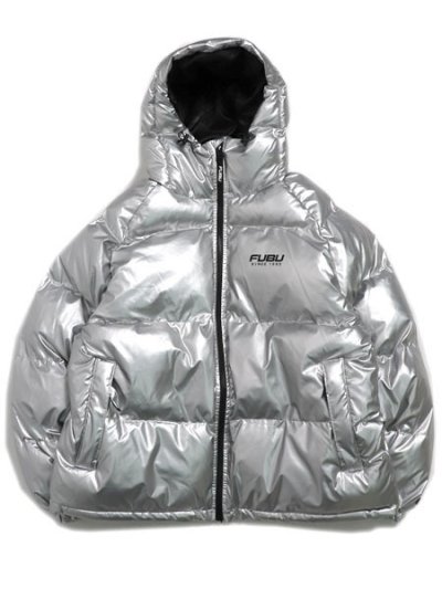 画像1: 【送料無料】FUBU NYLON PUFFER HOODED JACKET SILVER