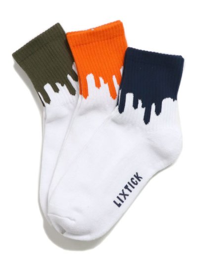 画像1: LIXTICK DRIP SOCKS 3PACK 3RD NAVY/ORANGE/OLIVE