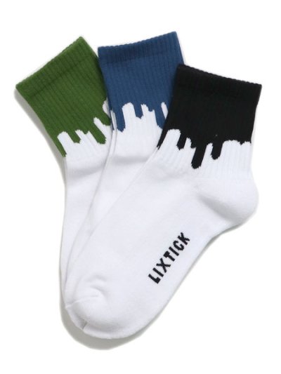 画像1: LIXTICK DRIP SOCKS 3PACK 9TH LEAF GRN/NAVY/BLACK