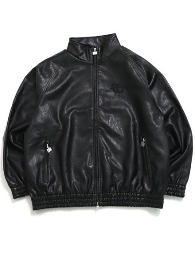 画像1: 【送料無料】FUBU FAUX LEATHER TRACK JACKET BLACK