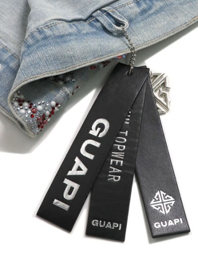 画像9: 【送料無料】GUAPI AQUA BLUE EMBELLISHED DENIM JACKET V3