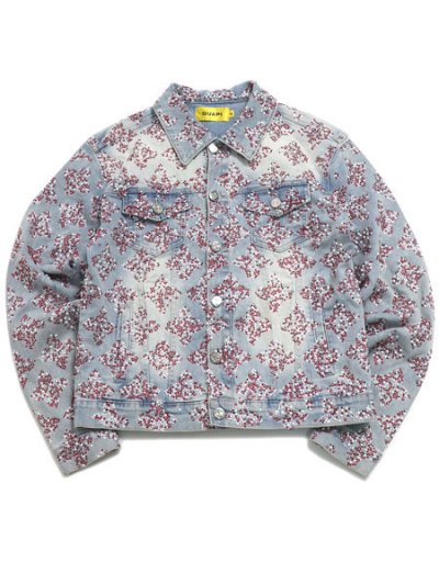 画像1: 【送料無料】GUAPI AQUA BLUE EMBELLISHED DENIM JACKET V3
