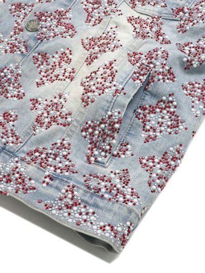 画像4: 【送料無料】GUAPI AQUA BLUE EMBELLISHED DENIM JACKET V3