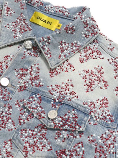 画像3: 【送料無料】GUAPI AQUA BLUE EMBELLISHED DENIM JACKET V3