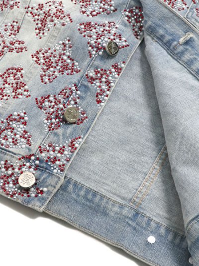 画像5: 【送料無料】GUAPI AQUA BLUE EMBELLISHED DENIM JACKET V3