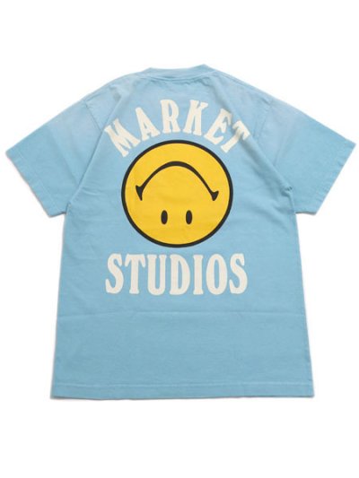 画像1: MARKET SMILEY UPSIDE DOWN LOCKUP TEE RETRO BLUE