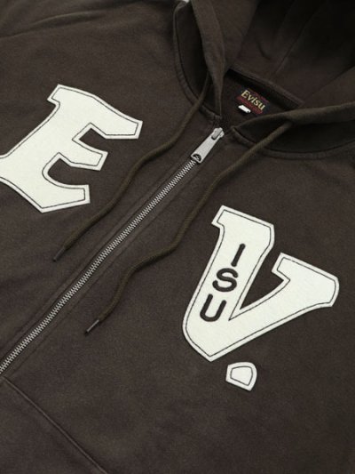画像3: 【送料無料】EVISU HEAVY WEIGHT WASHED EV HOODIE BROWN