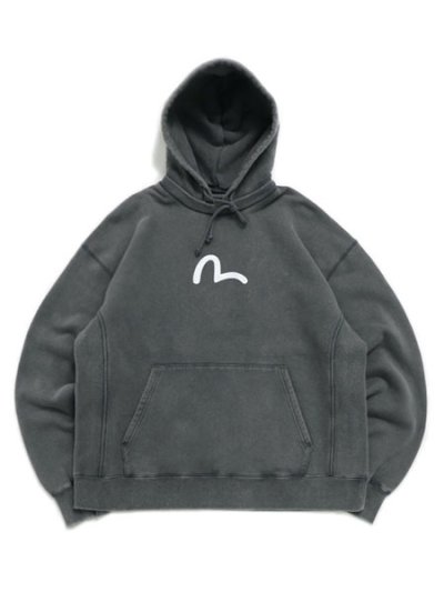 画像2: 【送料無料】EVISU HEAVY WEIGHT RIB PANEL HOODIE LIGTH GREY