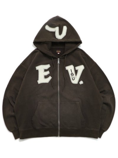 画像1: 【送料無料】EVISU HEAVY WEIGHT WASHED EV HOODIE BROWN