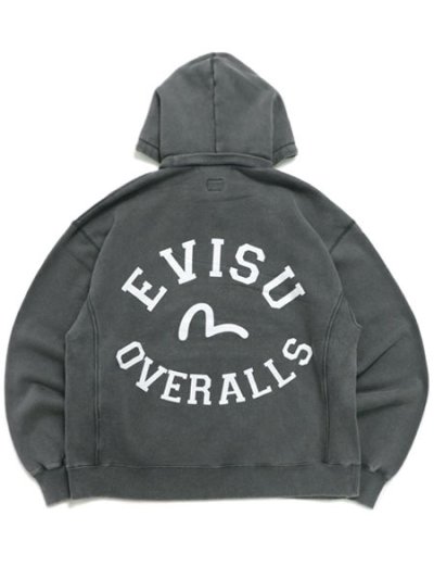 画像1: 【送料無料】EVISU HEAVY WEIGHT RIB PANEL HOODIE LIGTH GREY